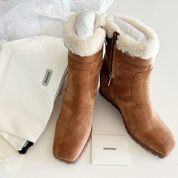 NWT Simkhai Avery Shearling Wedge Ankle Boot - Picture 3 of 17